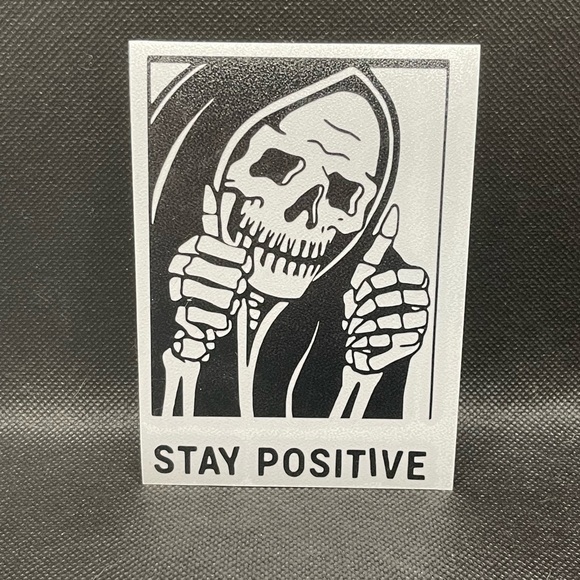 Stay Positive Grim Reaper Skeleton Window Decal - Picture 2 of 6
